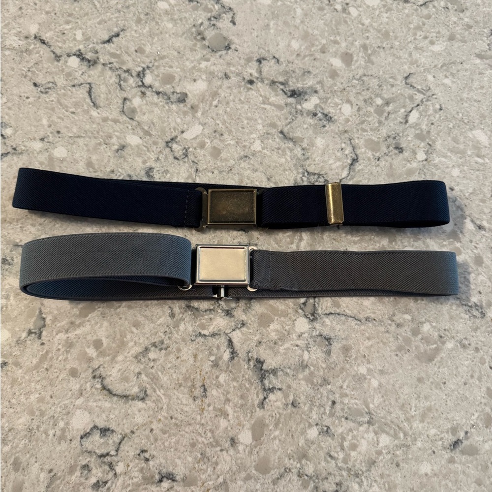 Navy and gray elastic belts with magnetic buckle